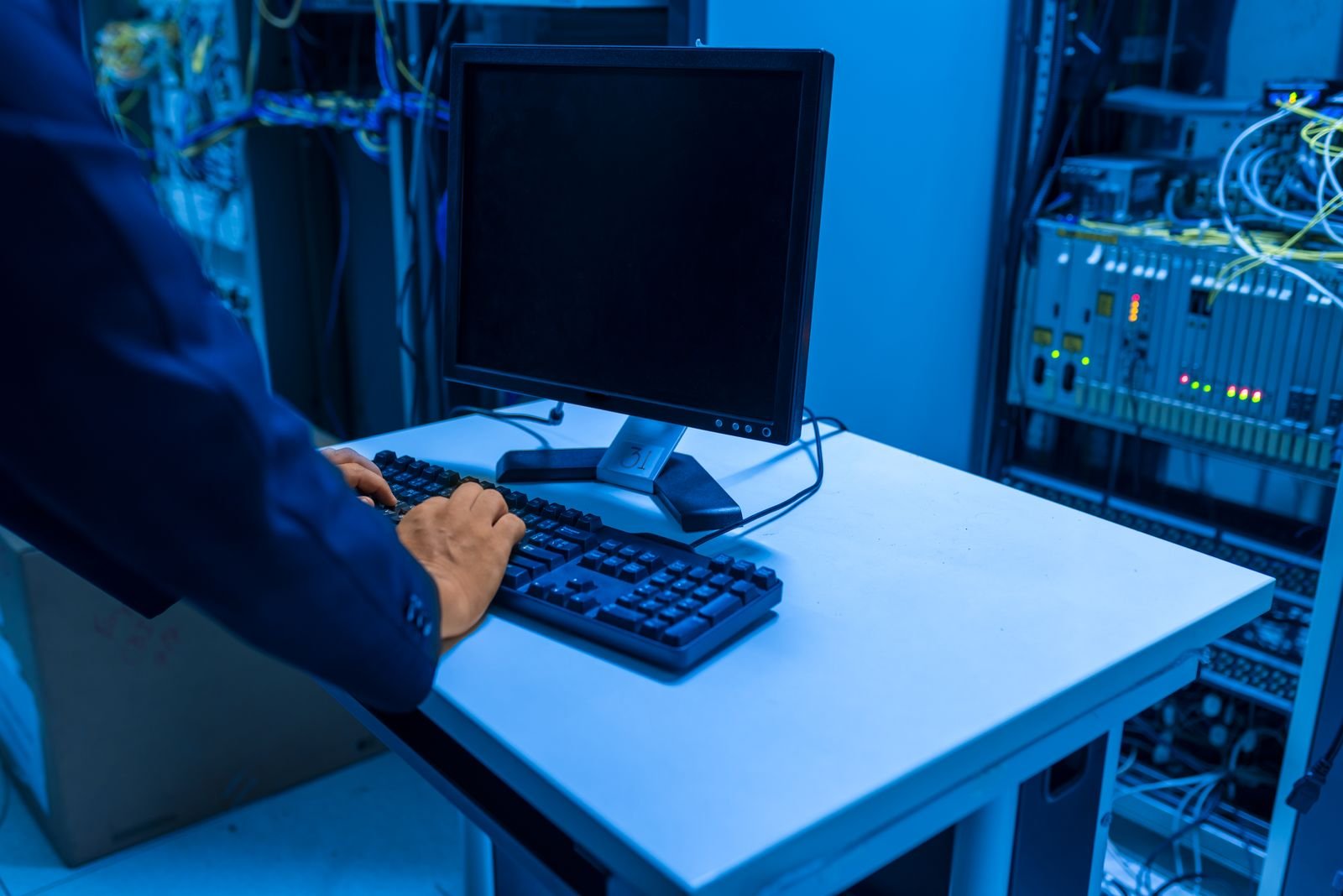 IT technician in server room